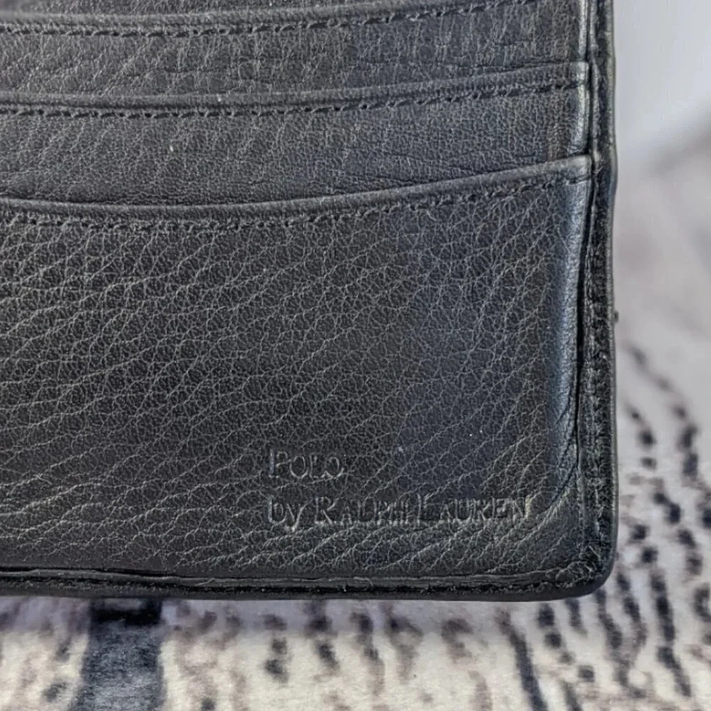 Vintage 90s Polo Ralph Lauren leather wallet, black, 2 / dual ID window, CCW LTC